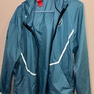 Nike N7 Windrunner Windbreaker Jacket Mens xl Blue Hooded Full Zip Running